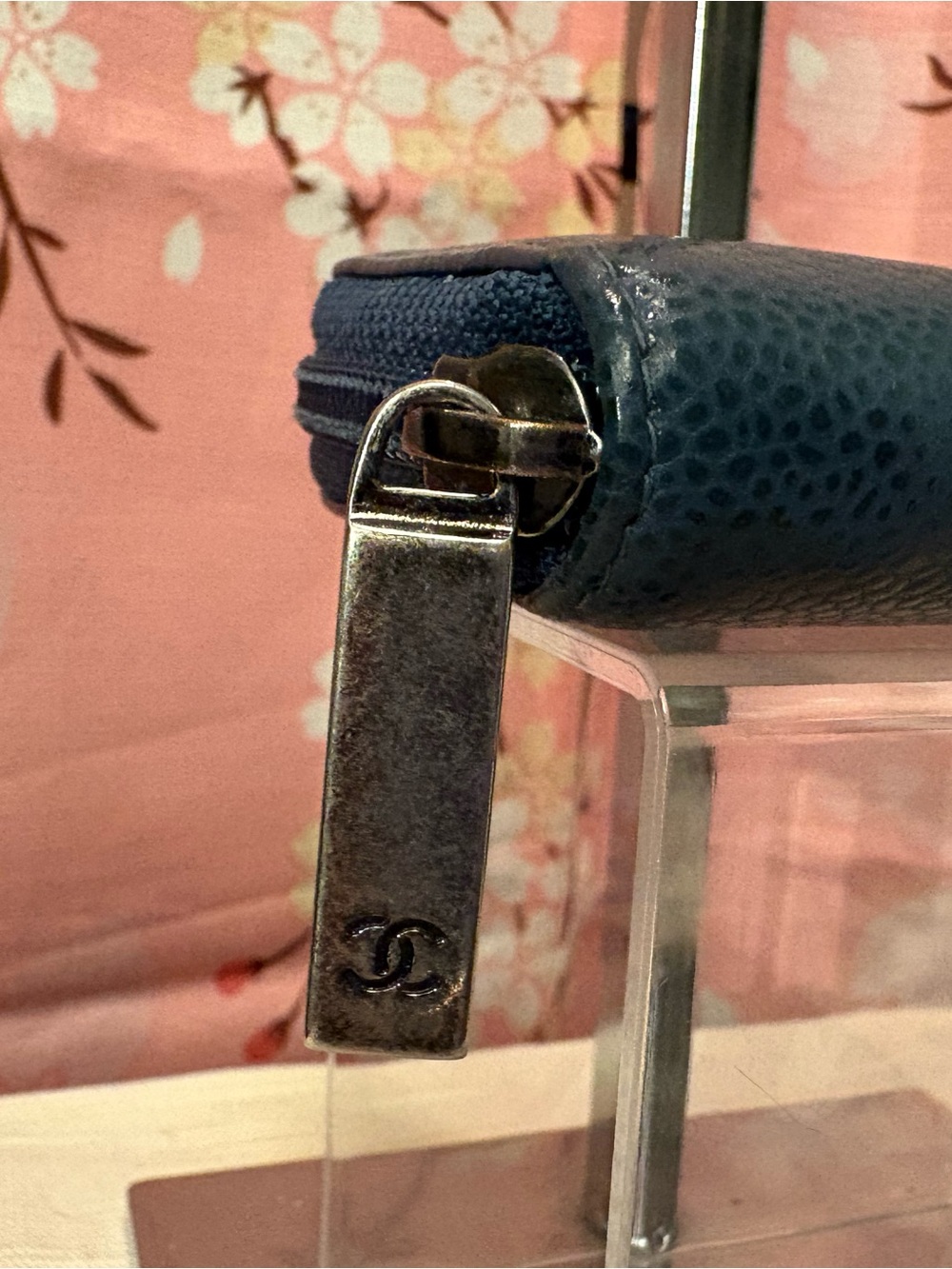 CHANEL Teal Caviar Leather Zip Wallet - Picture 9 of 9